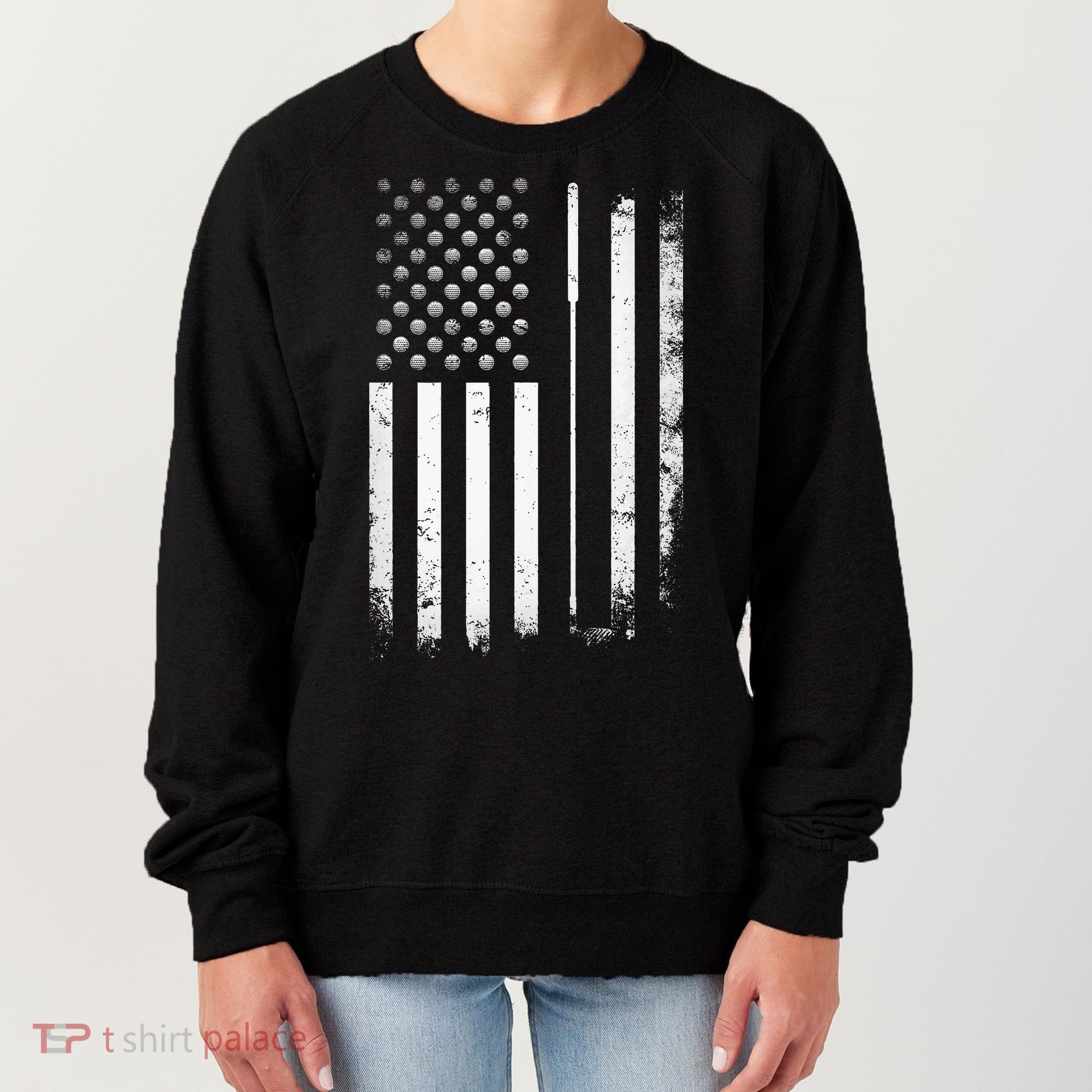 Golf Golfer American Flag Golf Flat Women's Sweatshirt