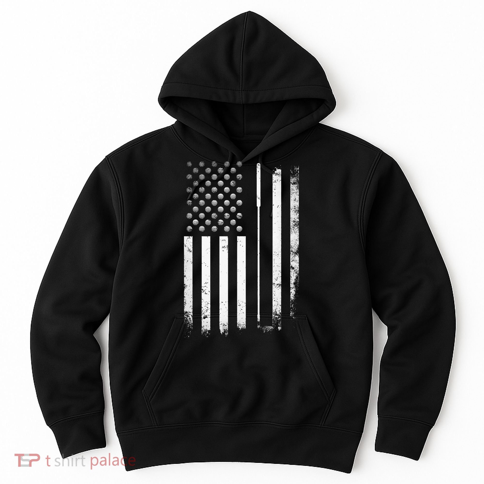 Golf Golfer American Flag Golf Flat Hoodie