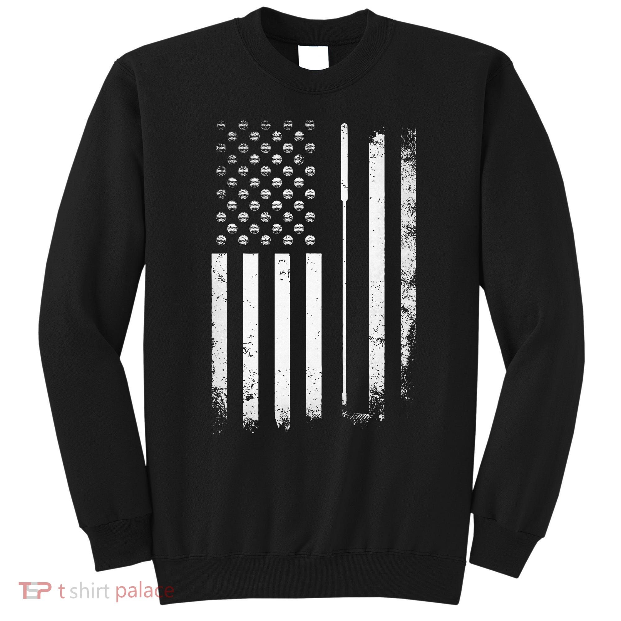 Golf Golfer American Flag Golf Flat Sweatshirt