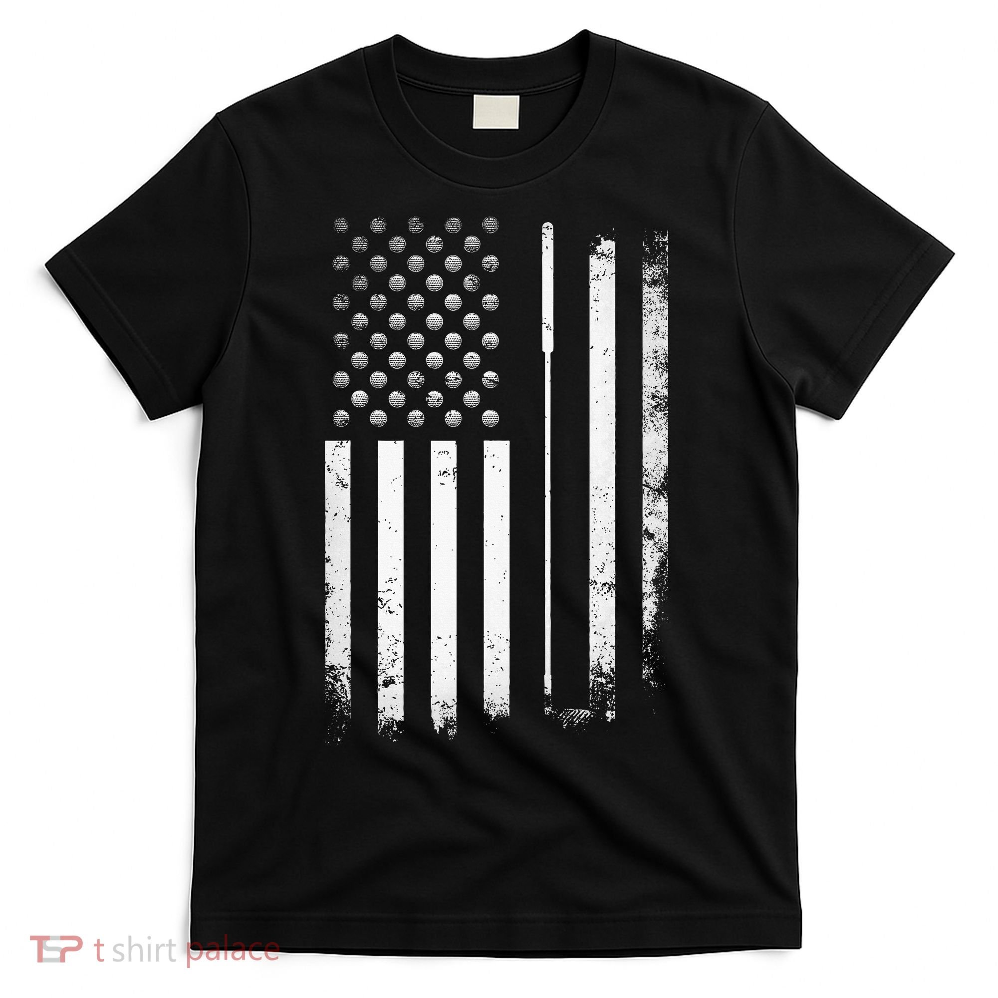 Golf Golfer American Flag Golf Flat T-Shirt
