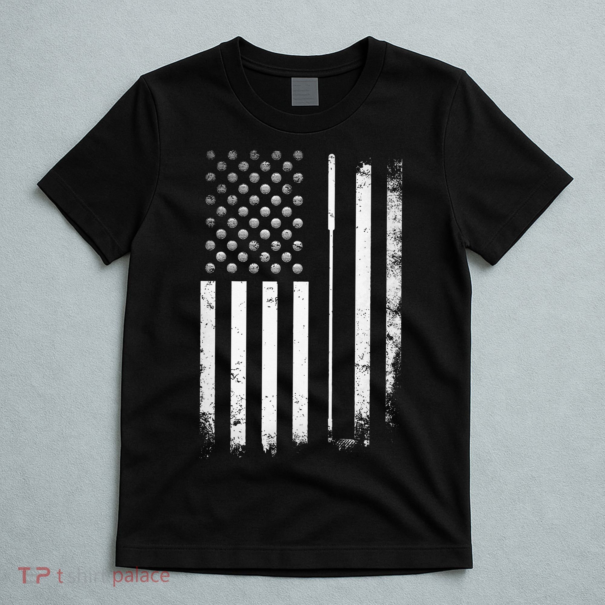 Golf Golfer American Flag Golf Flat T-Shirt