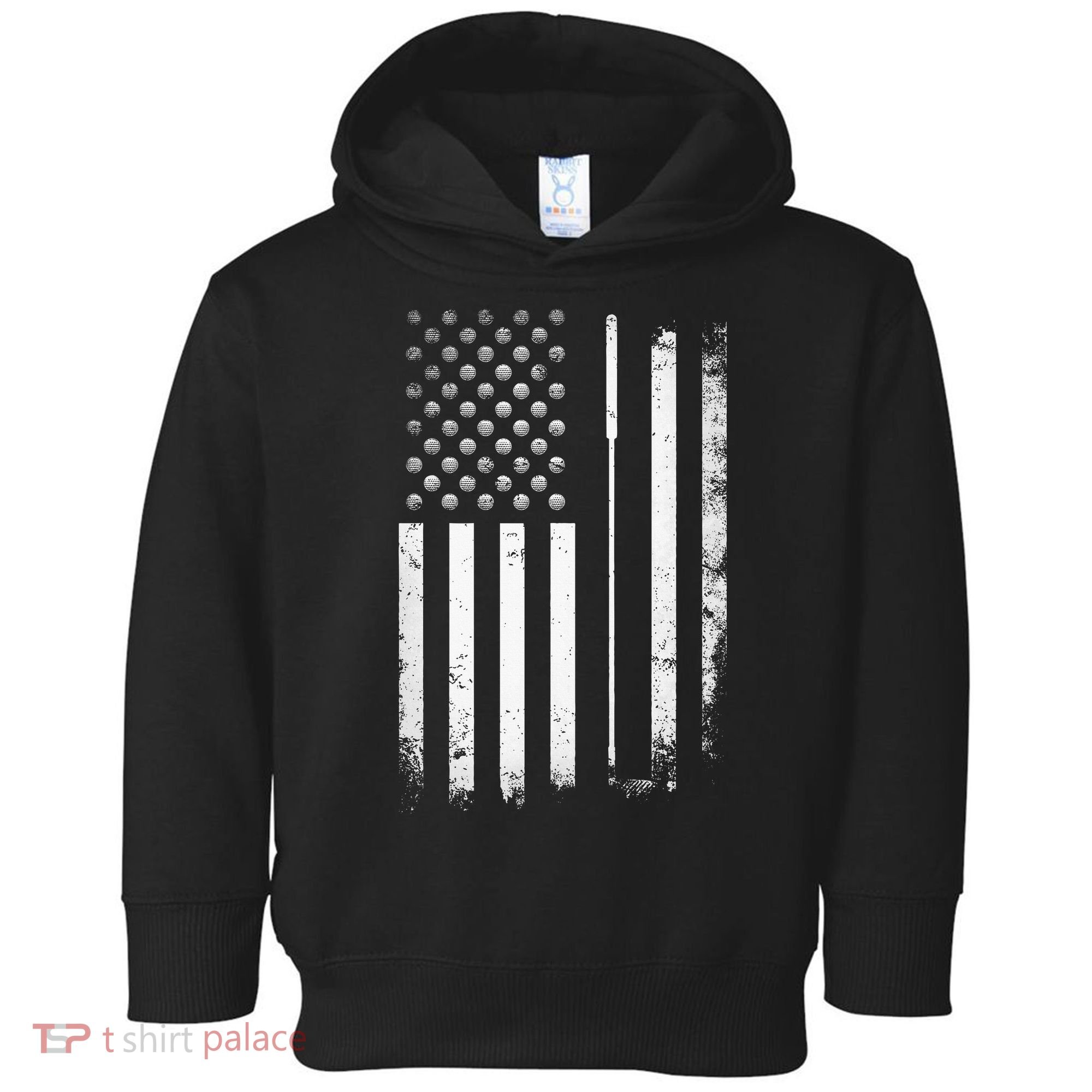 Golf Golfer American Flag Golf Flat Toddler Hoodie