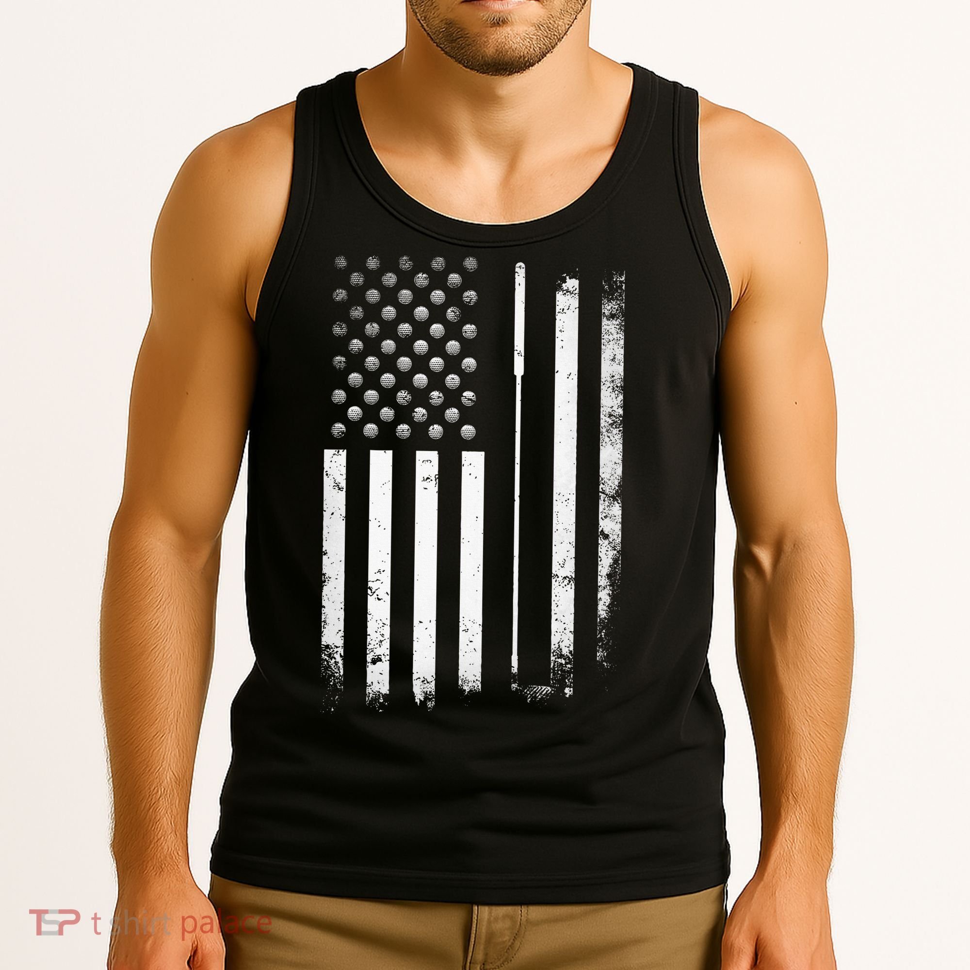 Golf Golfer American Flag Golf Flat Tank Top