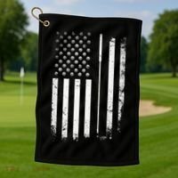 Golf Golfer American Flag Golf Flat Golf Towel thumb 1