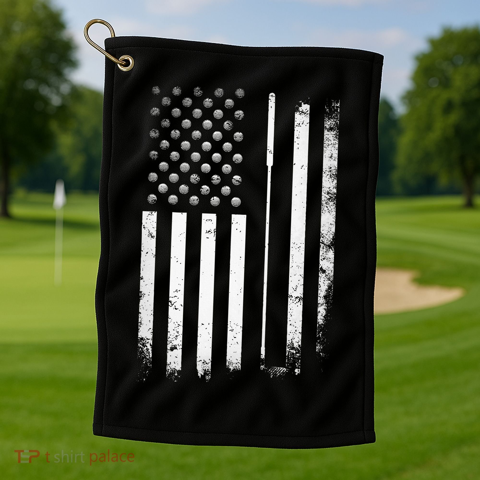 Golf Golfer American Flag Golf Flat Golf Towel