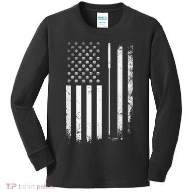 Golf Golfer American Flag Golf Flat Kids Long Sleeve Shirt