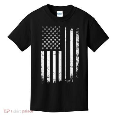 Golf Golfer American Flag Golf Flat Kids T-Shirt
