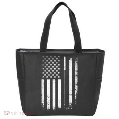 Golf Golfer American Flag Golf Flat Tote Bag
