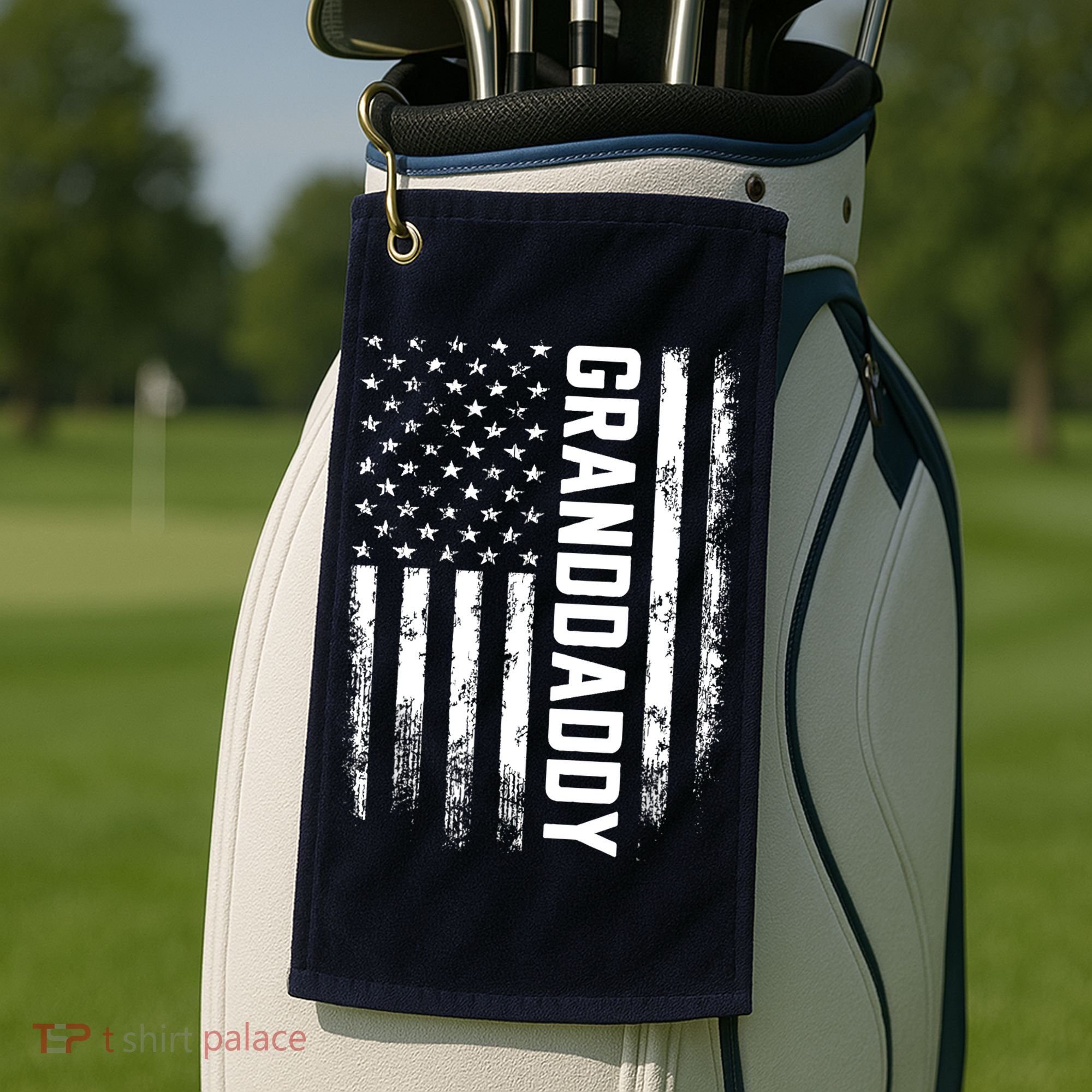 Granddaddy Gift America Flag Gift For Father's Day Golf Towel