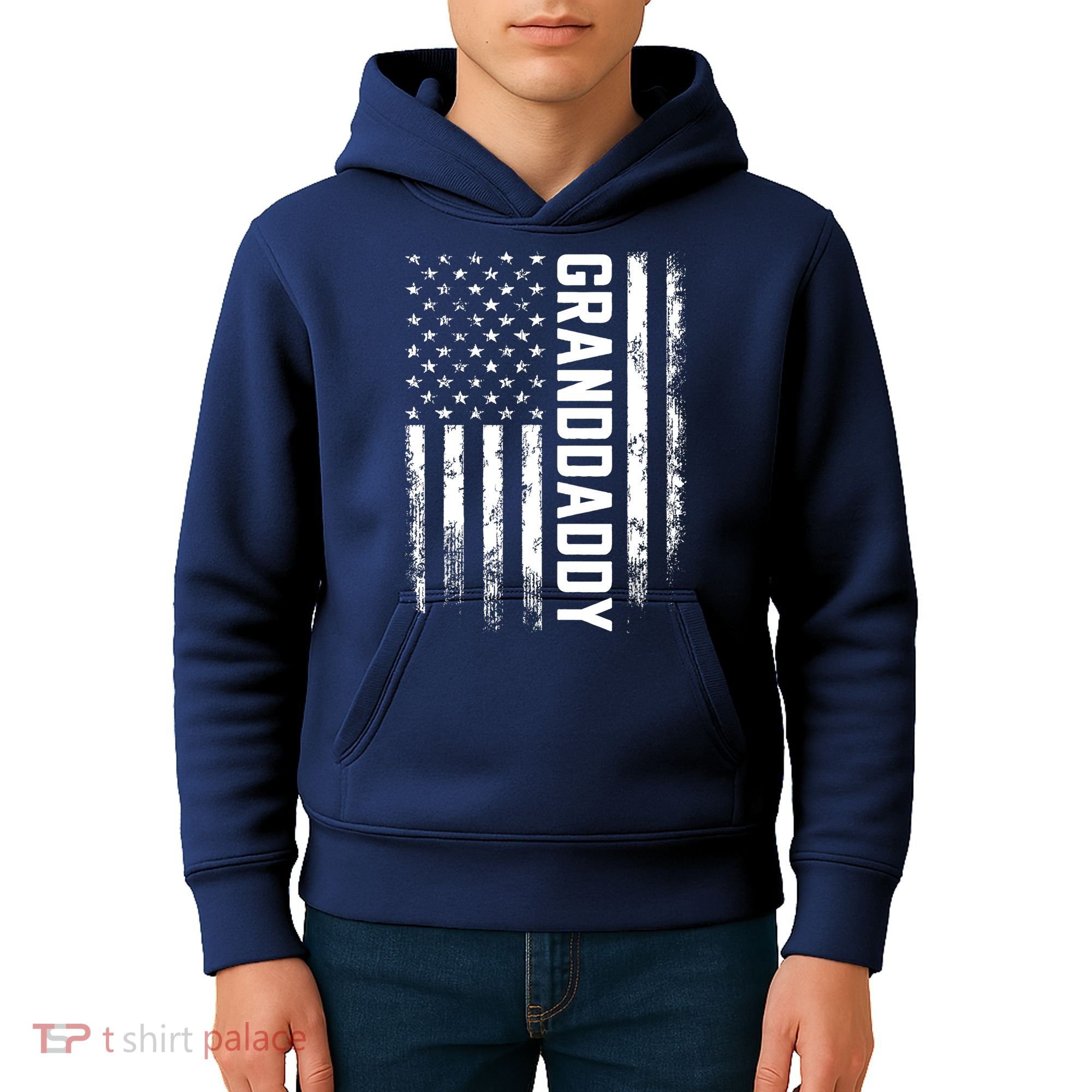 Granddaddy Gift America Flag Gift For Father's Day Kids Hoodie