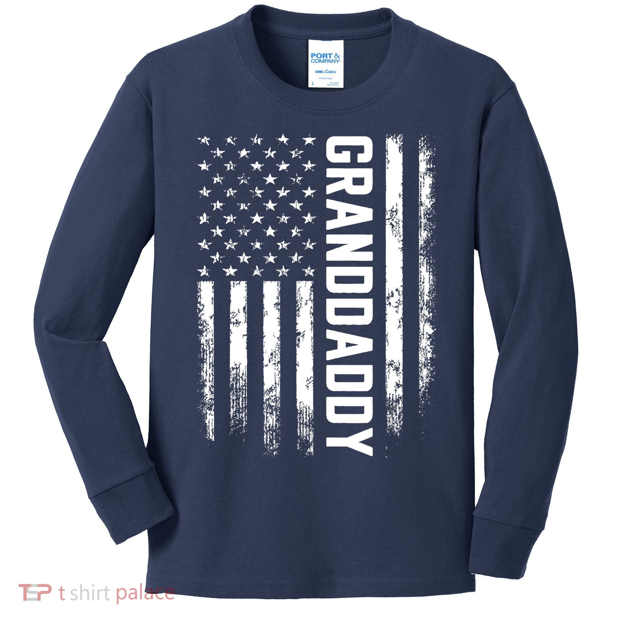 Granddaddy Gift America Flag Gift For Father's Day Kids Long Sleeve Shirt