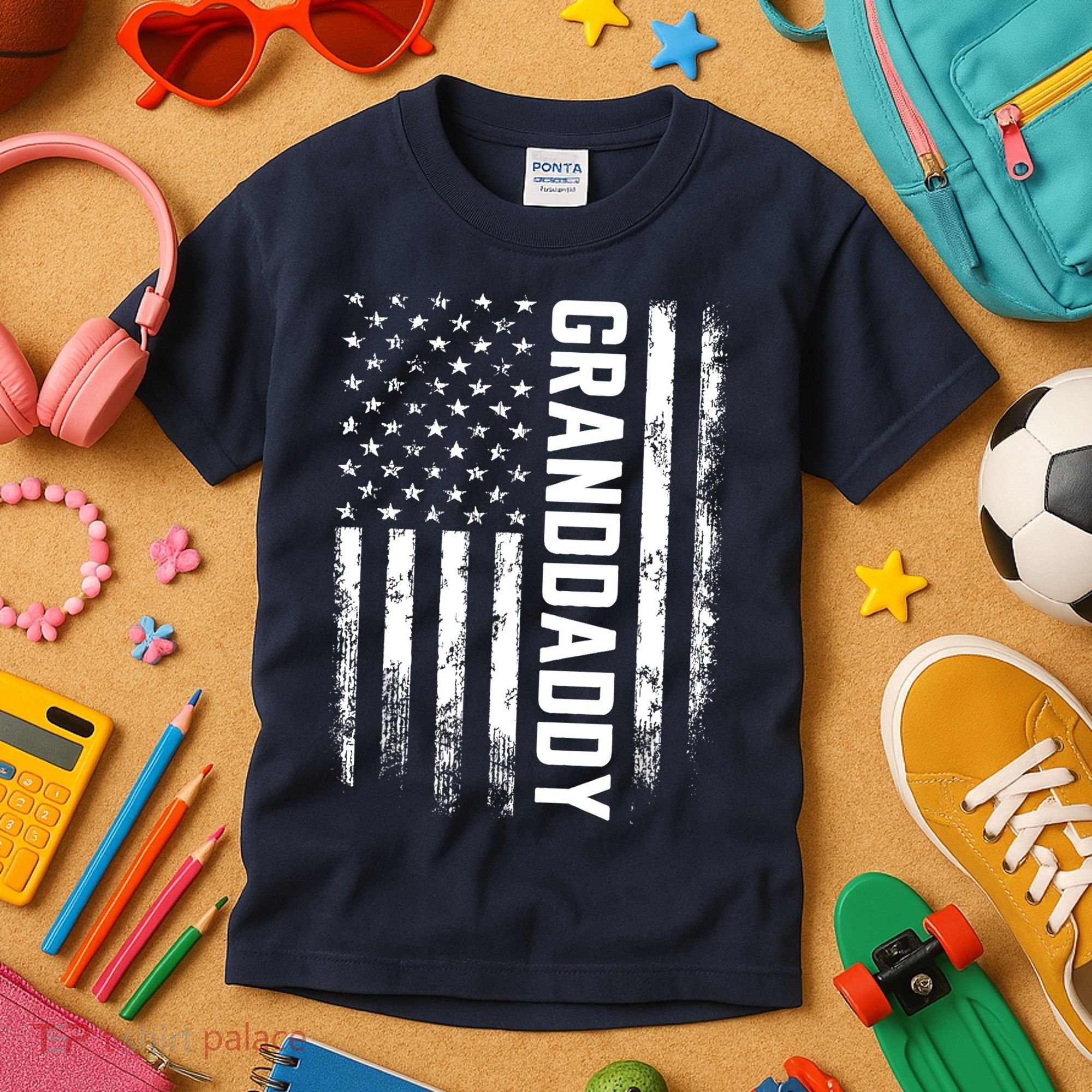 Granddaddy Gift America Flag Gift For Father's Day Kids T-Shirt