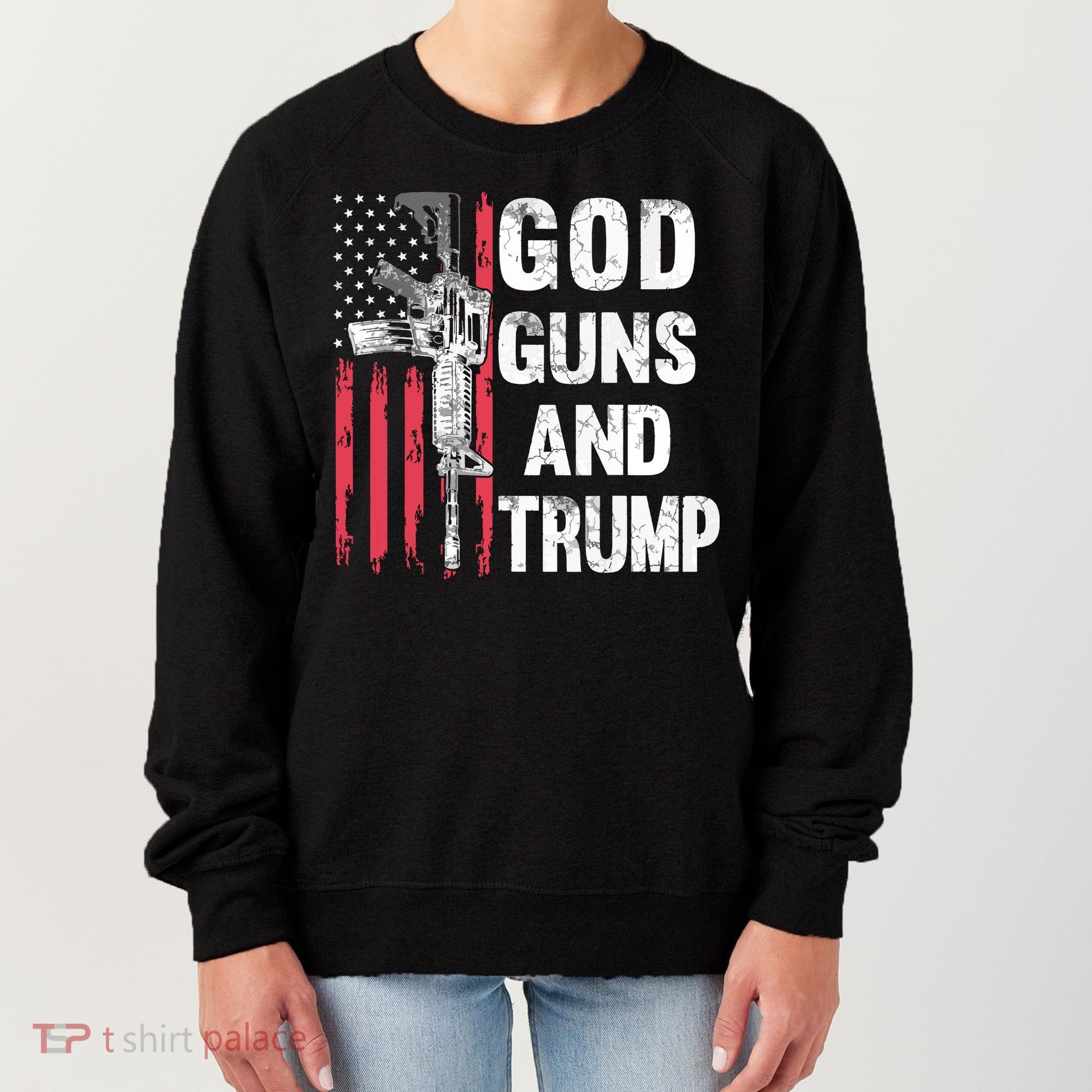 God Guns And Trump 2nd Amendment Flag Ar15 American Flag Women's Sweatshirt