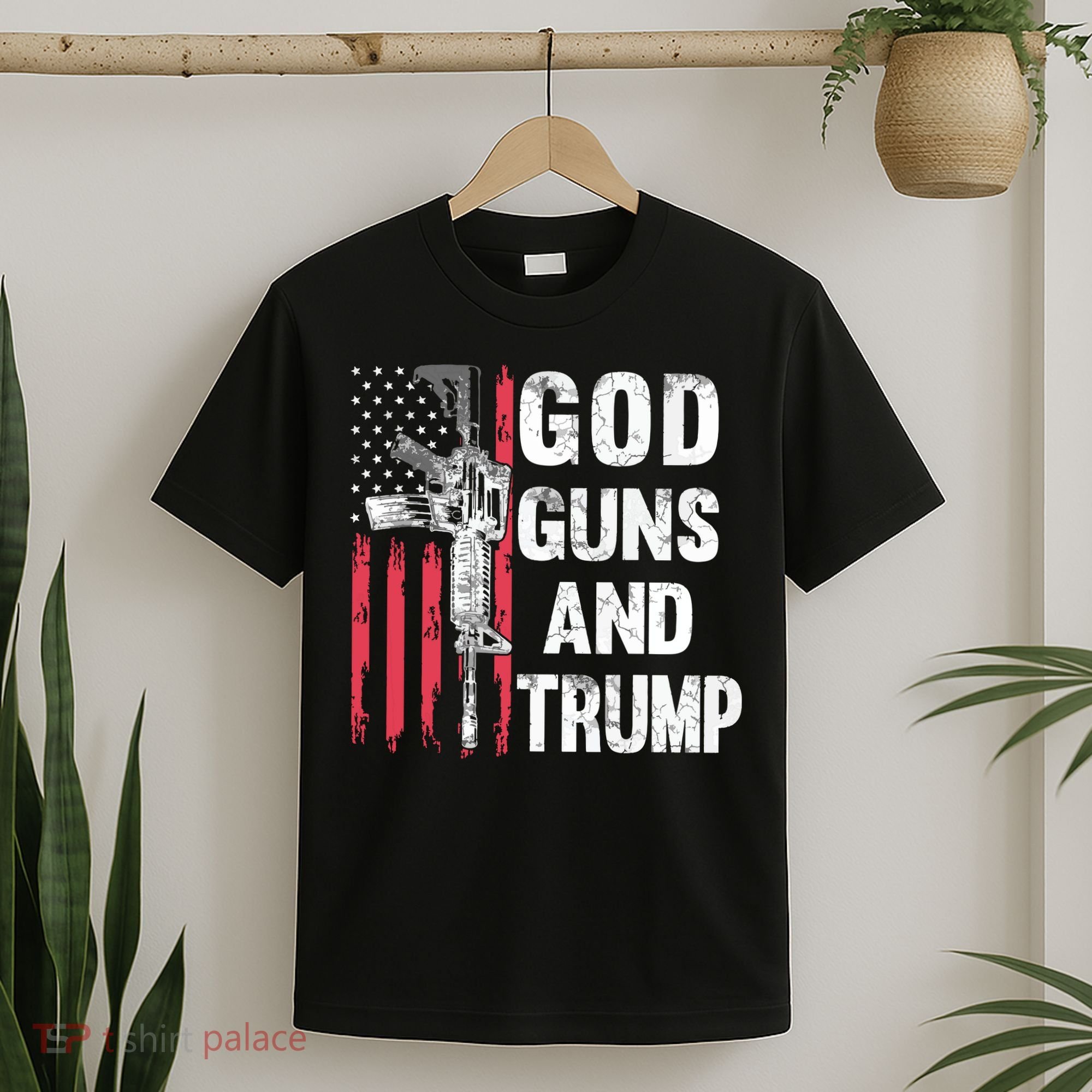 God Guns And Trump 2nd Amendment Flag Ar15 American Flag T-Shirt