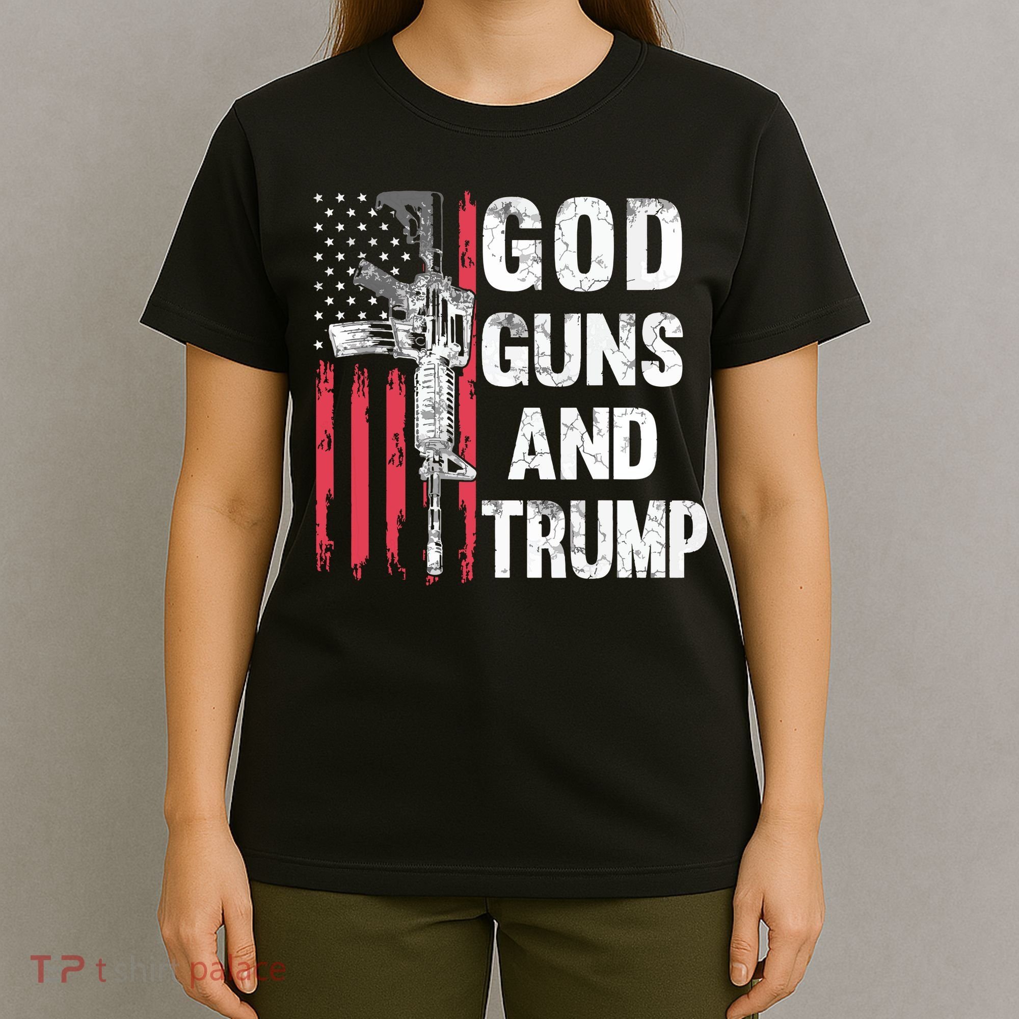 God Guns And Trump 2nd Amendment Flag Ar15 American Flag T-Shirt