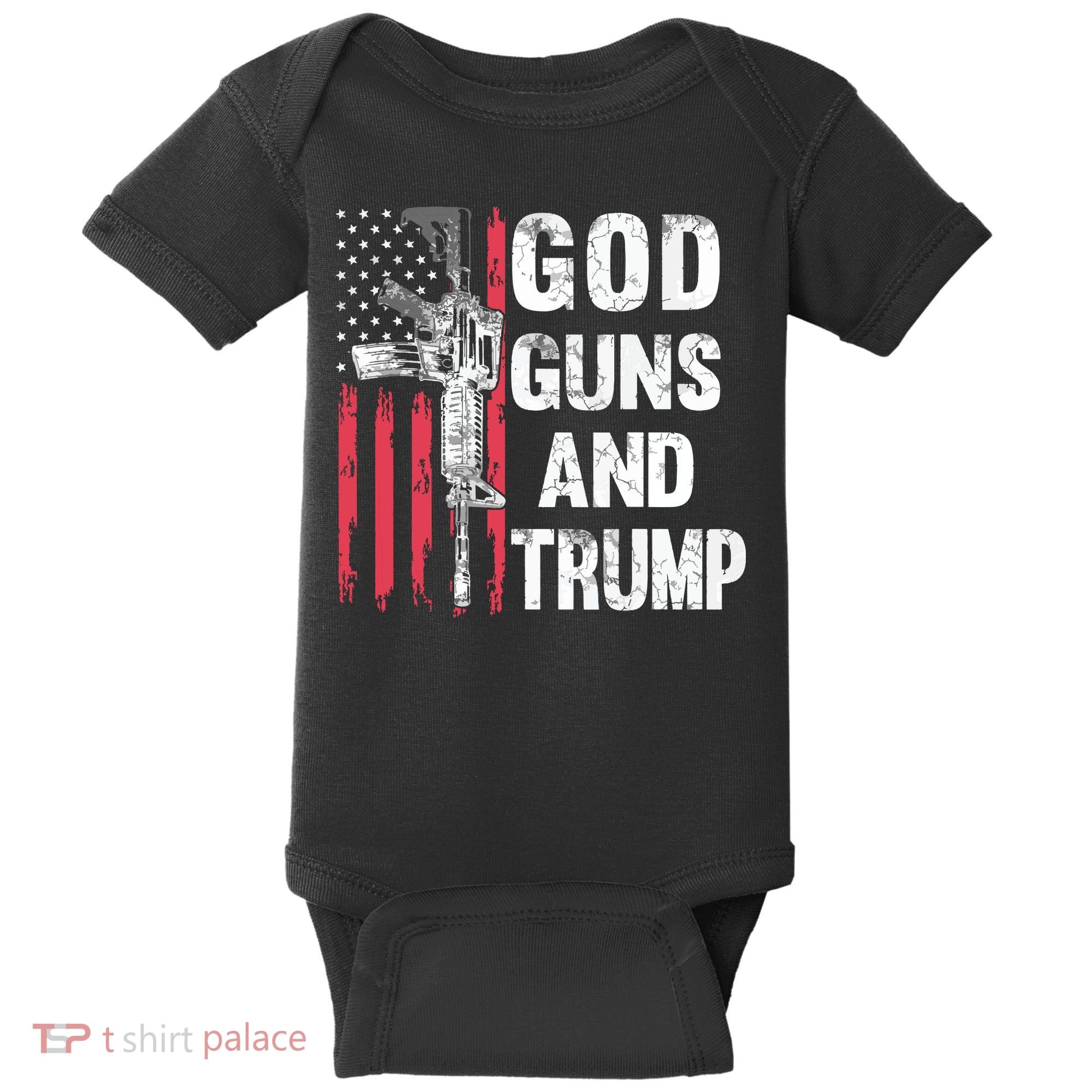 God Guns And Trump 2nd Amendment Flag Ar15 American Flag Baby Bodysuit