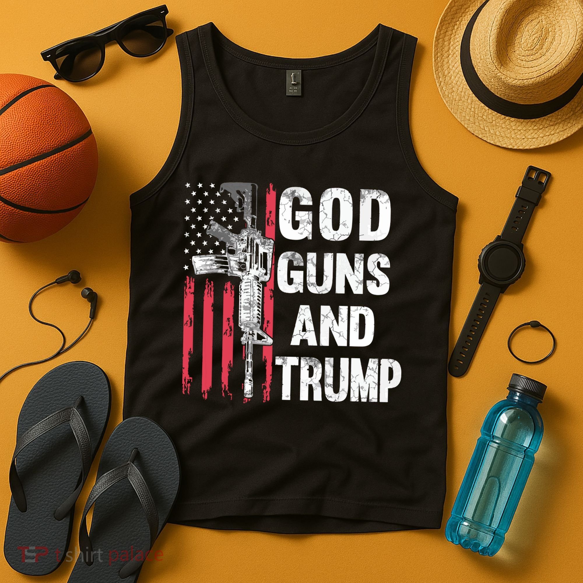God Guns And Trump 2nd Amendment Flag Ar15 American Flag Tank Top