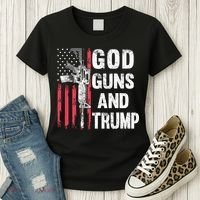 God Guns And Trump 2nd Amendment Flag Ar15 American Flag Women's T-Shirt thumb 3
