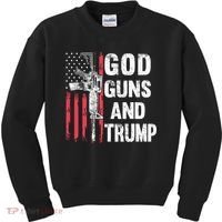 God Guns And Trump 2nd Amendment Flag Ar15 American Flag Kids Sweatshirt thumb 0