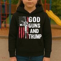 God Guns And Trump 2nd Amendment Flag Ar15 American Flag Kids Hoodie thumb 3