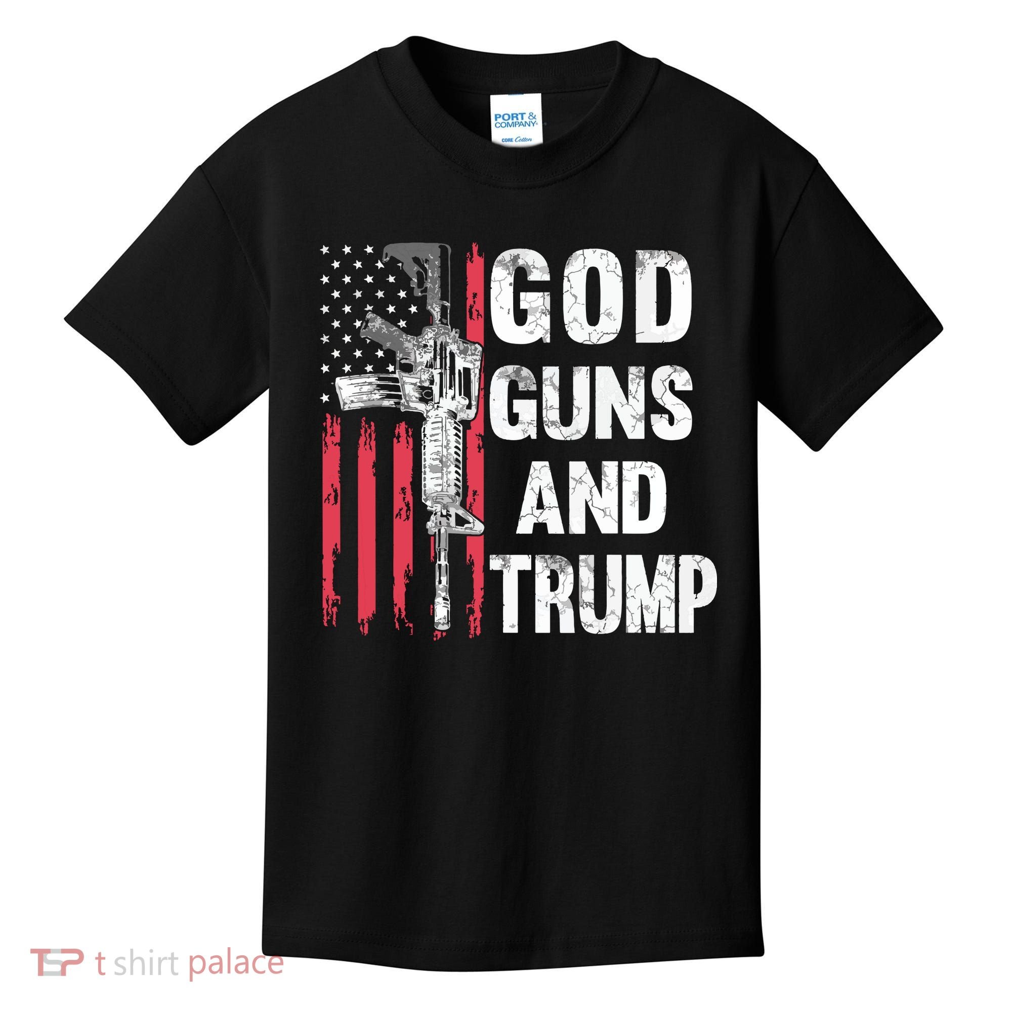 God Guns And Trump 2nd Amendment Flag Ar15 American Flag Kids T-Shirt