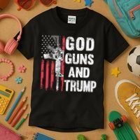 God Guns And Trump 2nd Amendment Flag Ar15 American Flag Kids T-Shirt thumb 3