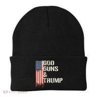 God Guns And Trump I 2nd Amendment Trump Flag America Beanie thumb 0