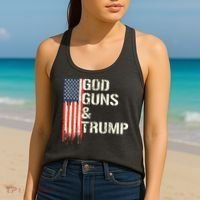 God Guns And Trump I 2nd Amendment Trump Flag America Women's Tank Top thumb 2