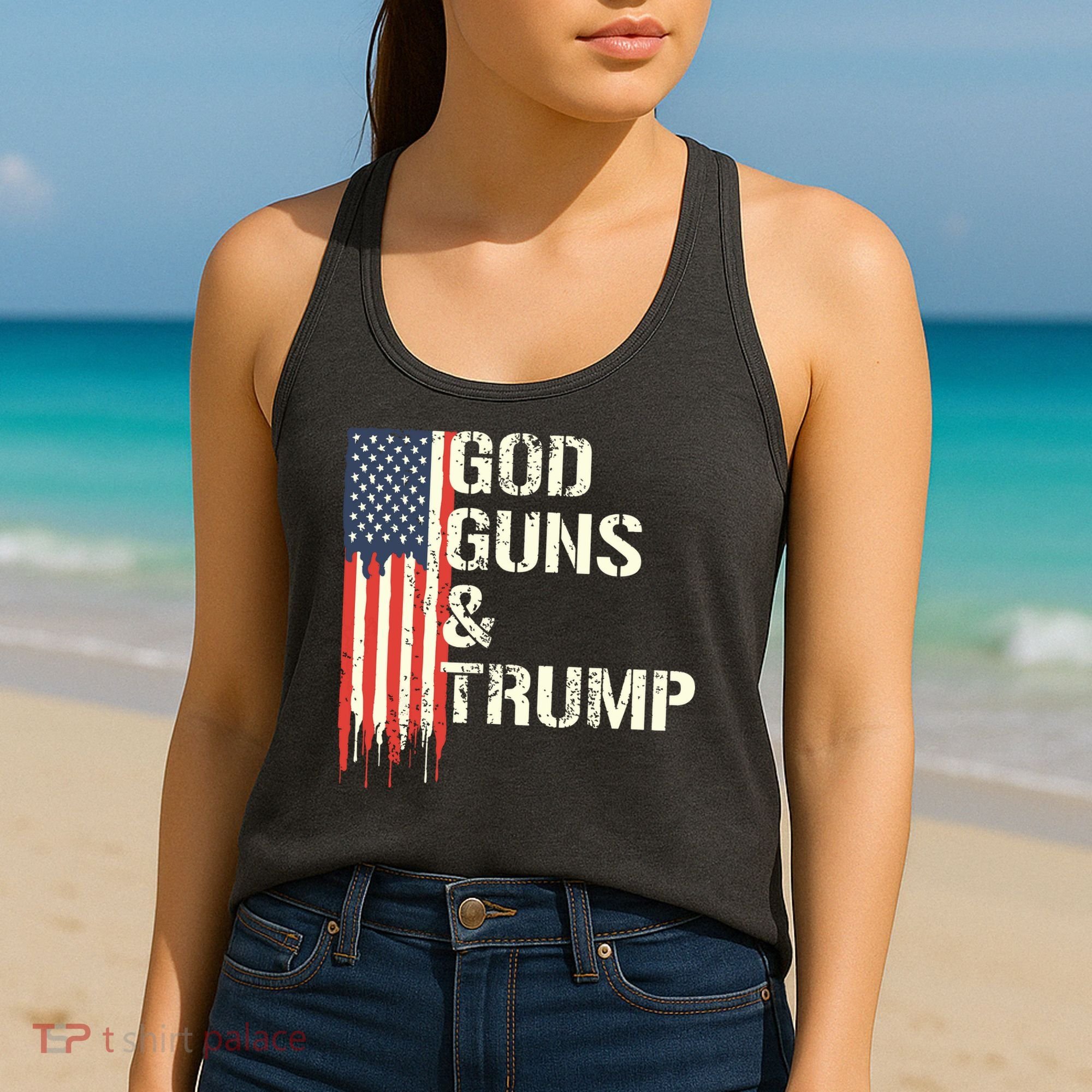 God Guns And Trump I 2nd Amendment Trump Flag America Women's Tank Top