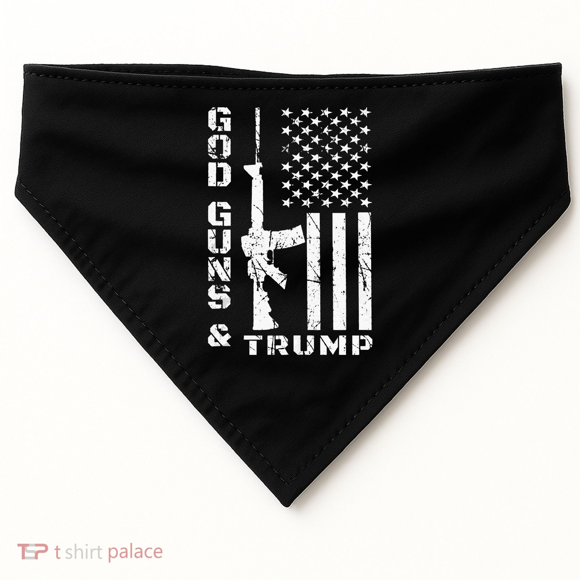 God Guns And Trump 2nd Amendment Flag AR15 USA-Made Doggie Bandana