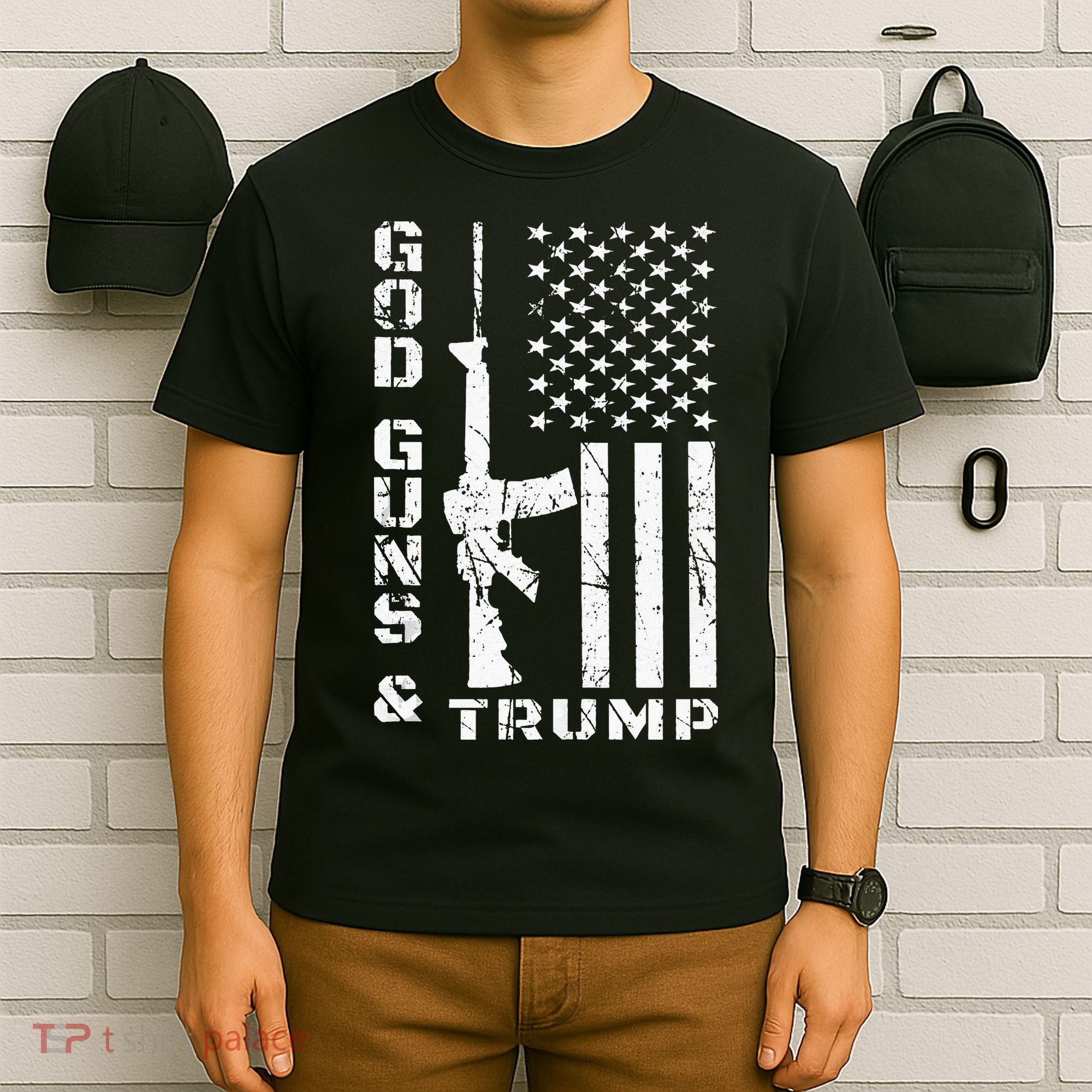 God Guns And Trump 2nd Amendment Flag AR15 T-Shirt