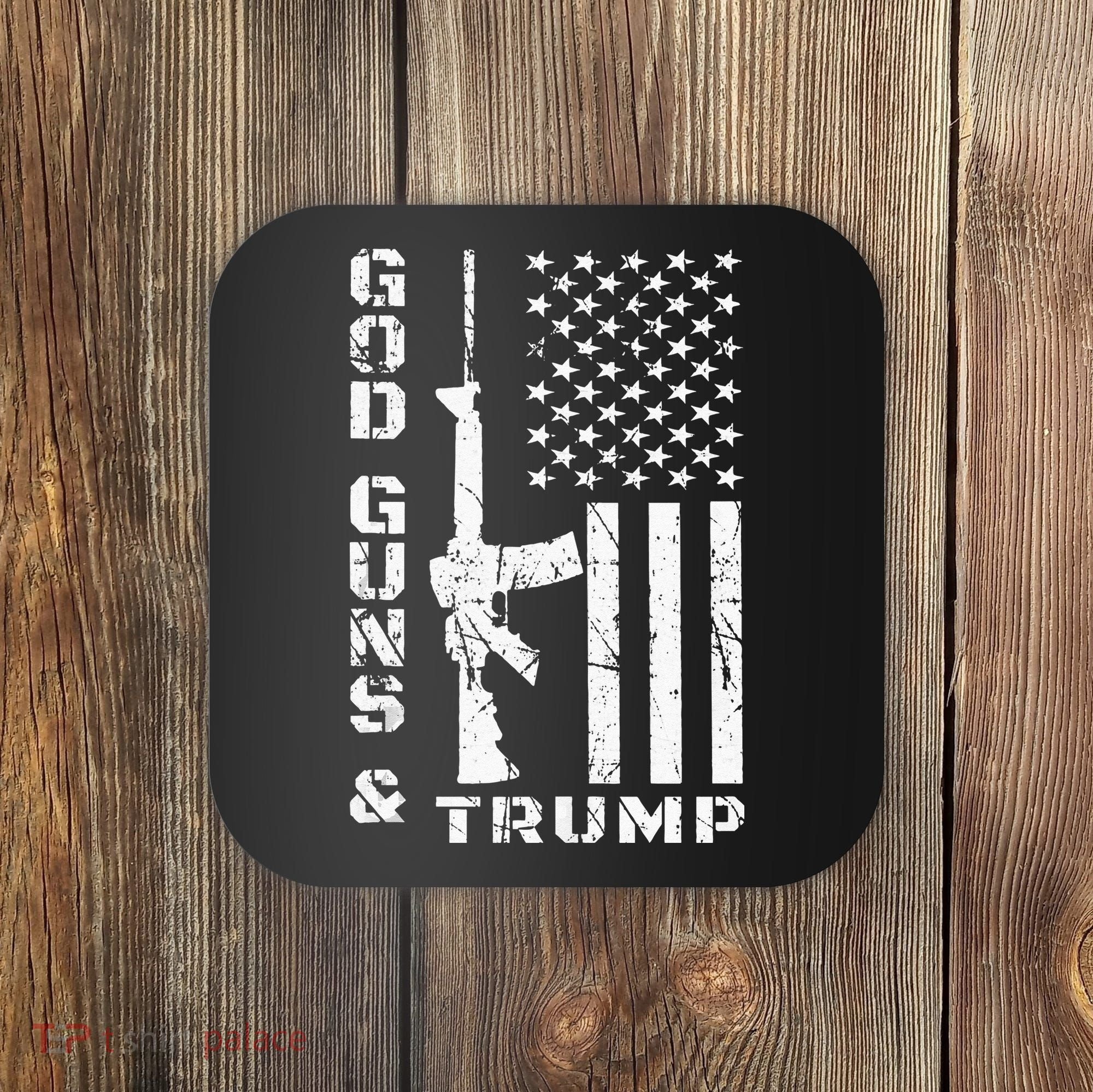 God Guns And Trump 2nd Amendment Flag AR15 Coaster