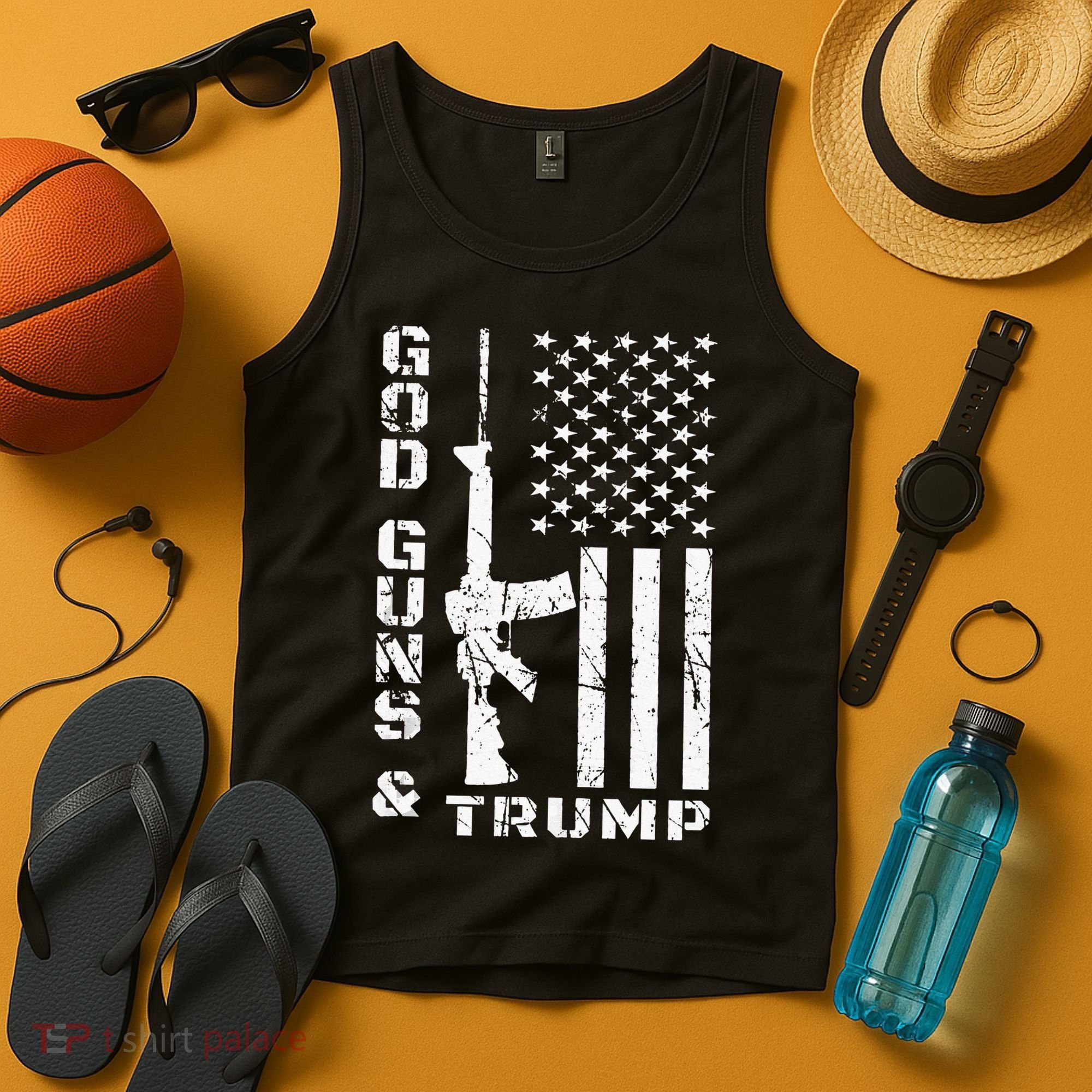 God Guns And Trump 2nd Amendment Flag AR15 Tank Top