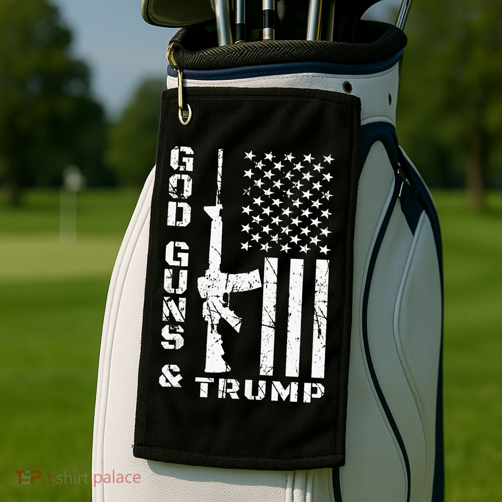 God Guns And Trump 2nd Amendment Flag AR15 Golf Towel