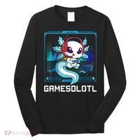 Gamesolotl Gamer Axolotl Playing Video Games Boys Girls Long Sleeve Shirt thumb 0