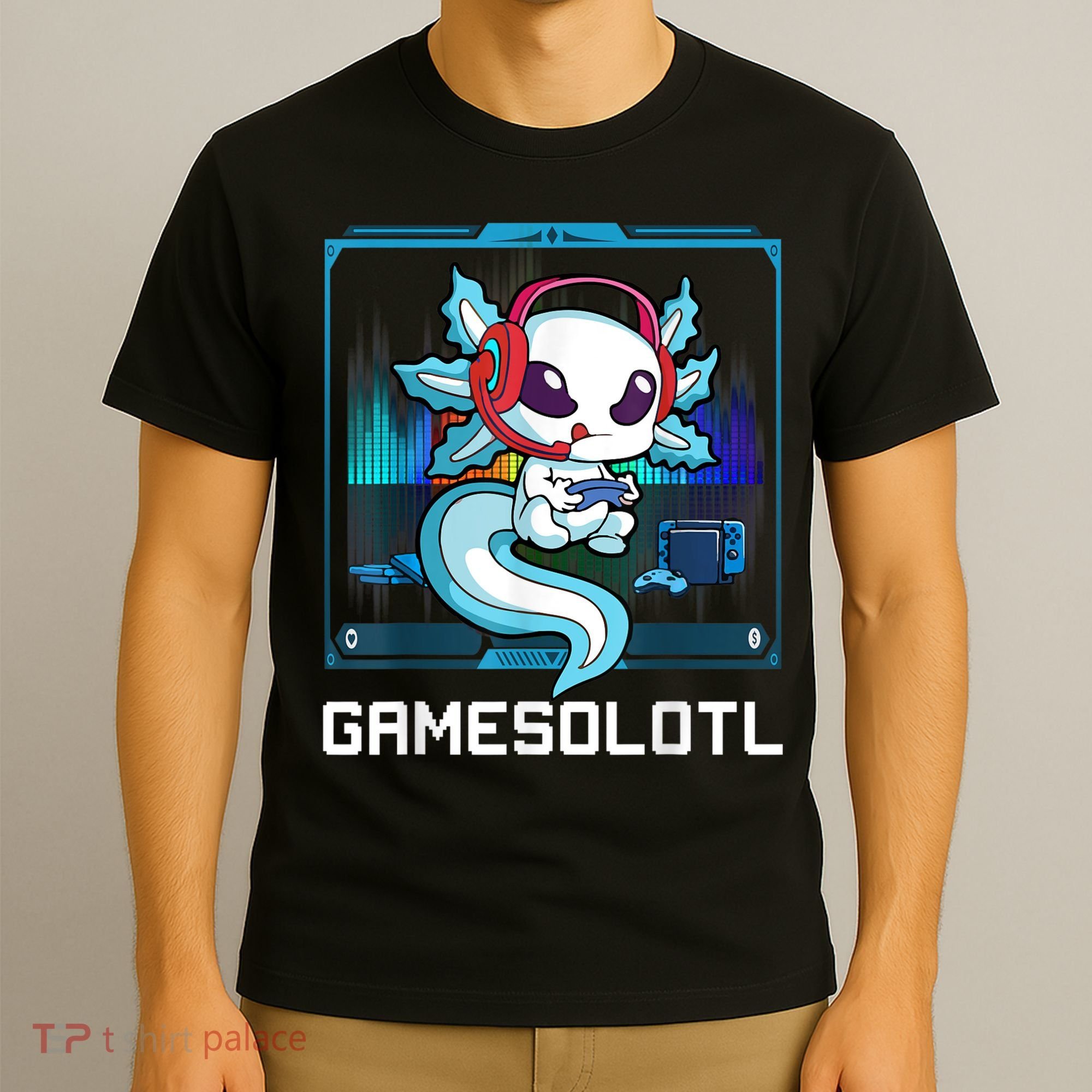 Gamesolotl Gamer Axolotl Playing Video Games Boys Girls T-Shirt