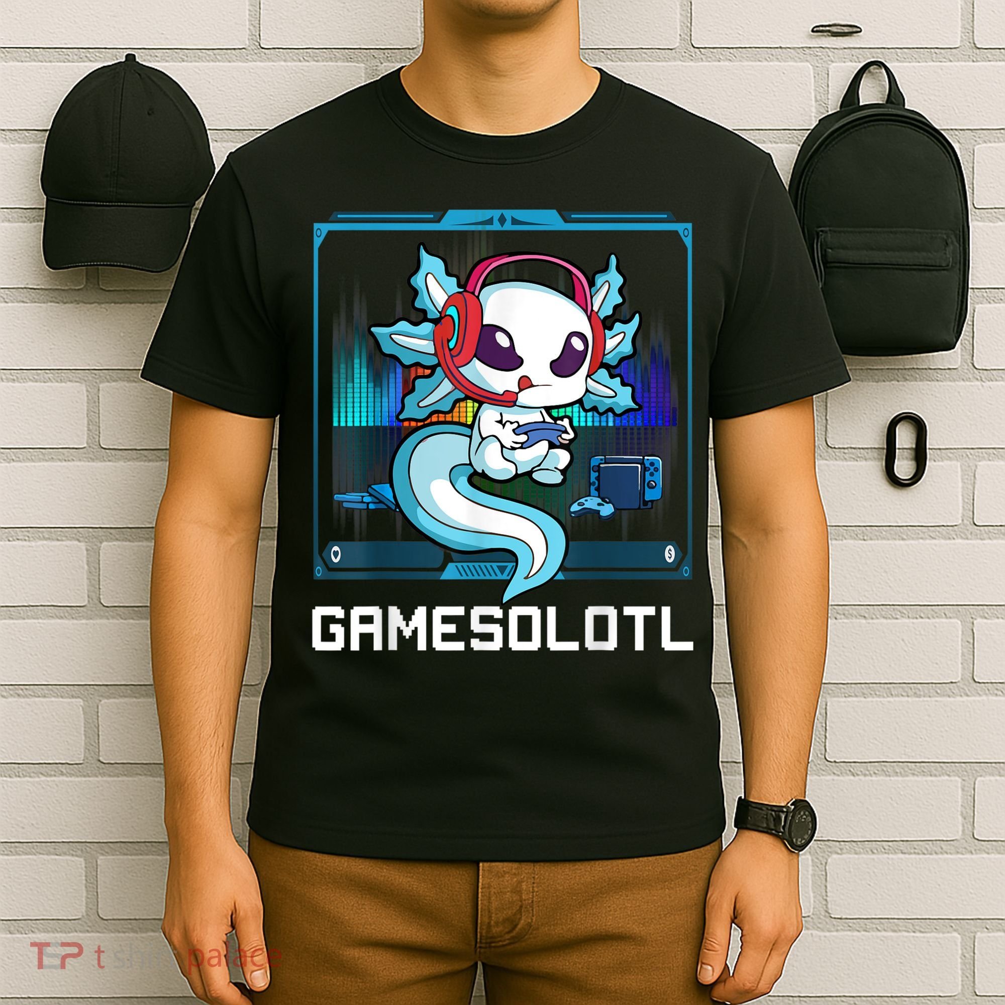Gamesolotl Gamer Axolotl Playing Video Games Boys Girls T-Shirt