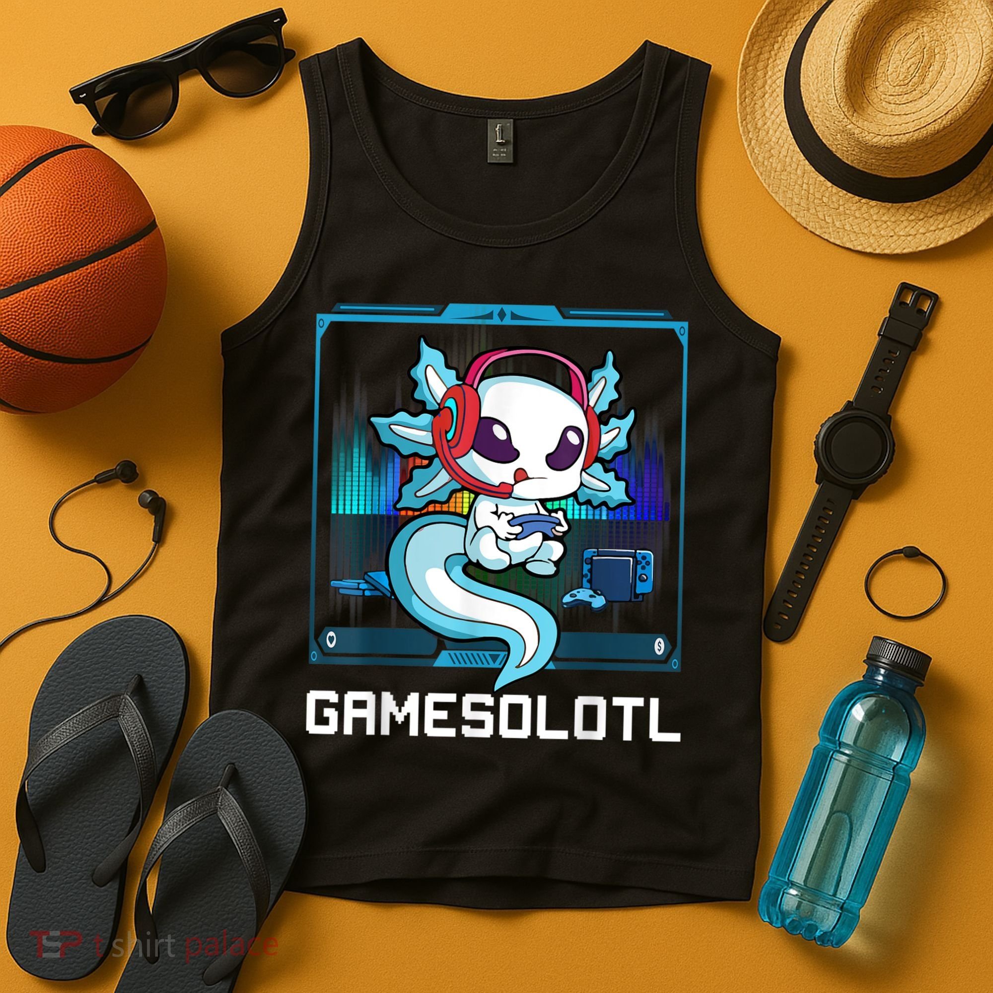 Gamesolotl Gamer Axolotl Playing Video Games Boys Girls Tank Top