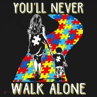 Great Gift Autism Mom You Will Never Walk-Alone Support Autism Son  Doggie Tank thumb 4