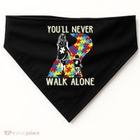 Great Gift Autism Mom You Will Never Walk-Alone Support Autism Son  USA-Made Doggie Bandana thumb 0