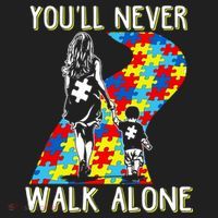 Great Gift Autism Mom You Will Never Walk-Alone Support Autism Son  Hat thumb 2