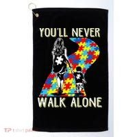 Great Gift Autism Mom You Will Never Walk-Alone Support Autism Son  Golf Towel thumb 0