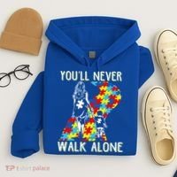 Great Gift Autism Mom You Will Never Walk-Alone Support Autism Son  Hoodie thumb 4