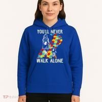 Great Gift Autism Mom You Will Never Walk-Alone Support Autism Son  Hoodie thumb 5