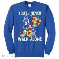 Great Gift Autism Mom You Will Never Walk-Alone Support Autism Son  Sweatshirt thumb 0