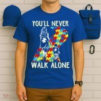 Great Gift Autism Mom You Will Never Walk-Alone Support Autism Son  T-Shirt thumb 6