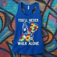 Great Gift Autism Mom You Will Never Walk-Alone Support Autism Son  Women's Tank Top thumb 3