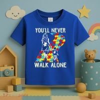 Great Gift Autism Mom You Will Never Walk-Alone Support Autism Son  Toddler T-Shirt thumb 3