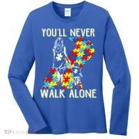 Great Gift Autism Mom You Will Never Walk-Alone Support Autism Son  Women's Long Sleeve Shirt thumb 0
