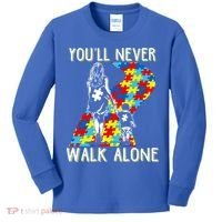 Great Gift Autism Mom You Will Never Walk-Alone Support Autism Son  Kids Long Sleeve Shirt thumb 0
